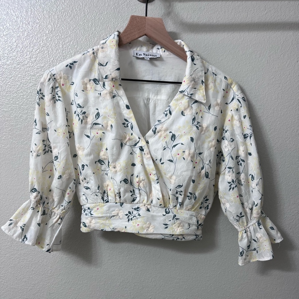 En Saison Floral Embroidery Blouse XS